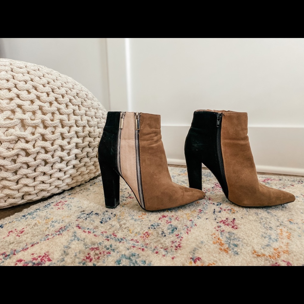 Color block shade ankle boots